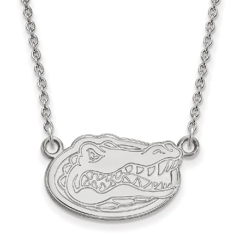 Ladies necklaces with red jasper -Sterling Silver U of Florida Small Gator Pendant Necklace