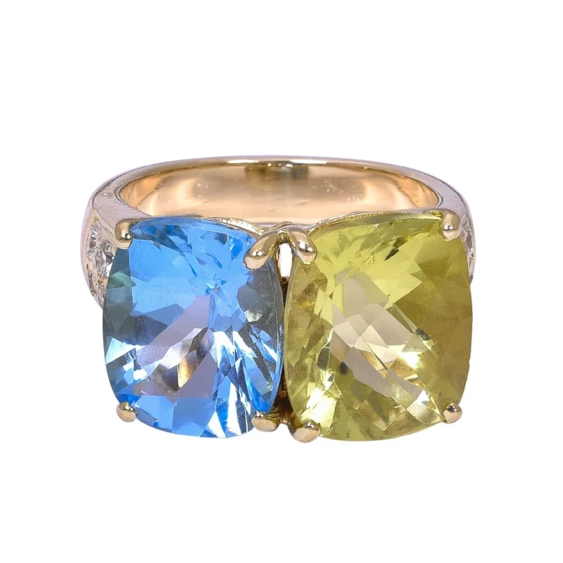 ladies-stackable-pearl-rings-Ring- Blue Topaz, Lemon Quartz and Diamond  (2202J)