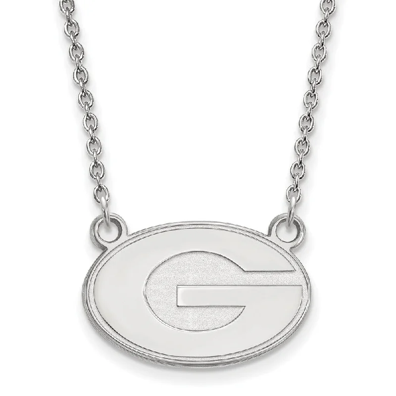 Ladies necklaces with engraving -Sterling Silver U of Georgia Small 'G' Pendant Necklace