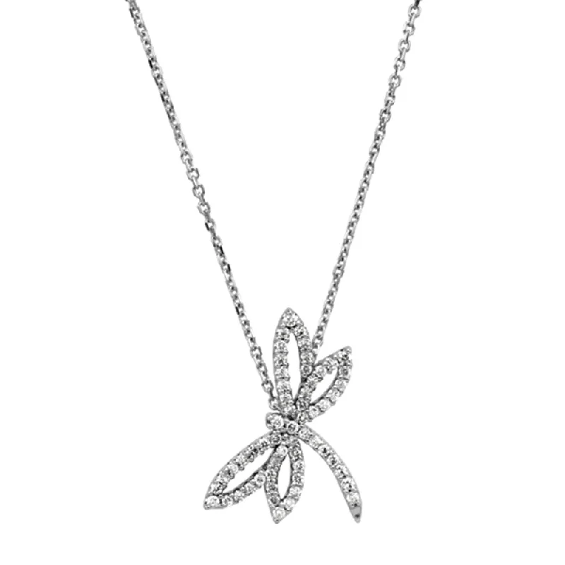 Ladies necklaces with fairy pendants -1/3 cttw Diamond Dragonfly Necklace in 14k White Gold