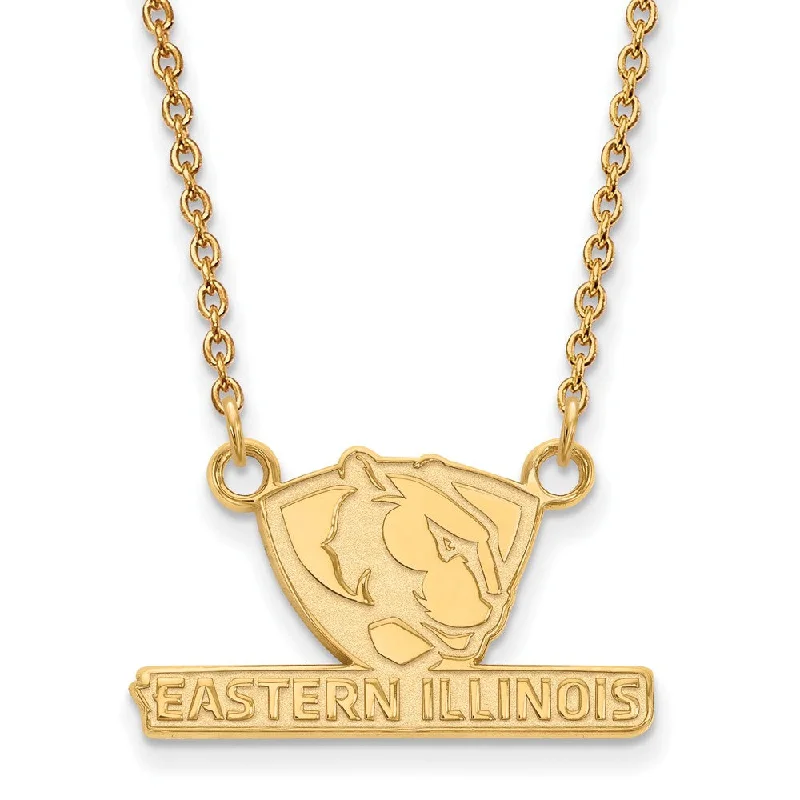 Ladies necklaces with prehnite -14k Gold Plated Silver Eastern Illinois U Small Pendant Necklace