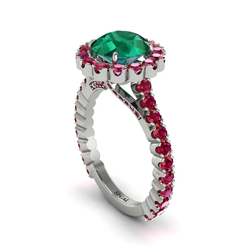 engagement-radiant-cut-sapphire-ring-Round Cut Emerald Timeless Splendor Engagement Ring - Jazlyn No. 51