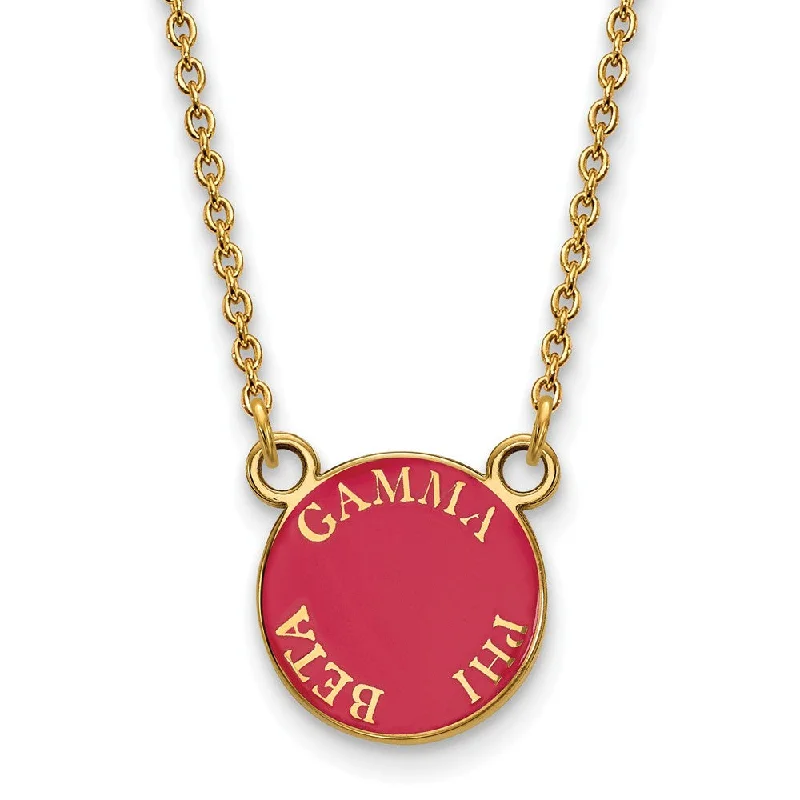 Ladies necklaces cool chains -14K Plated Silver Gamma Phi Beta Small Enamel Disc Necklace