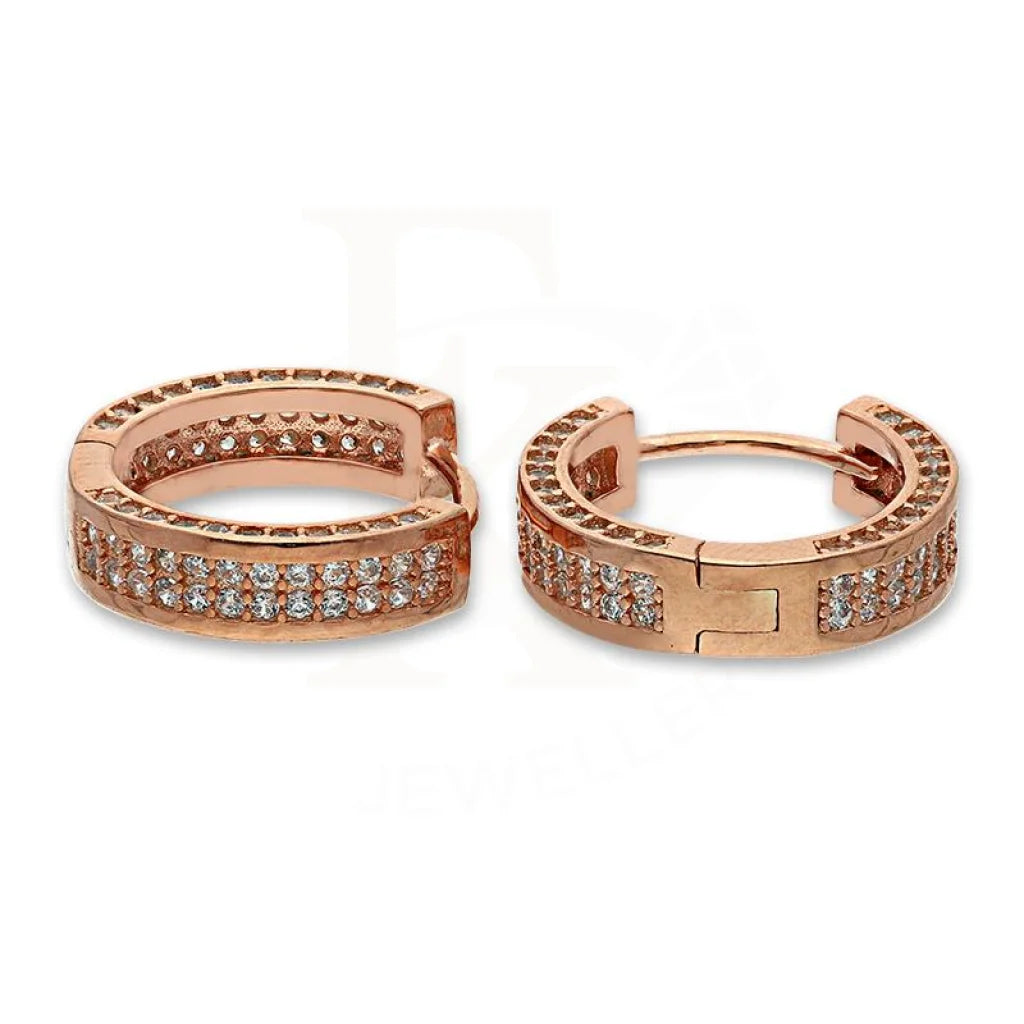 ladies-party-diamond-earrings-Sterling Silver 925 Rose Gold Plated Clip on Hoop Earrings - FKJERN1772