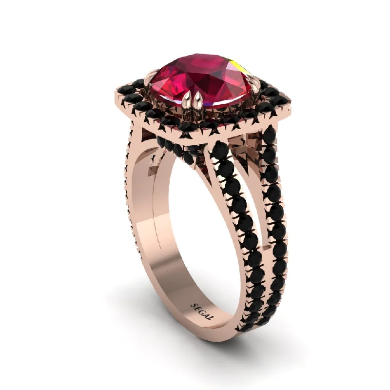 engagement-custom-gold-ring-Ruby Pave Split Shank Engagement Ring - Averie No. 41