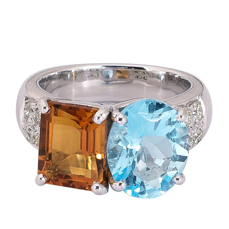 ladies-promise-rose-gold-rings-Ring- Blue Topaz, Citrine and Diamond  (272KS)