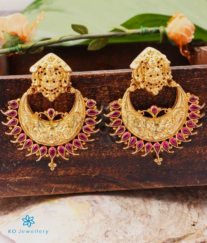 ladies-statement-rose-gold-earrings-The Isha Silver Lakshmi Chand Bali Earrings