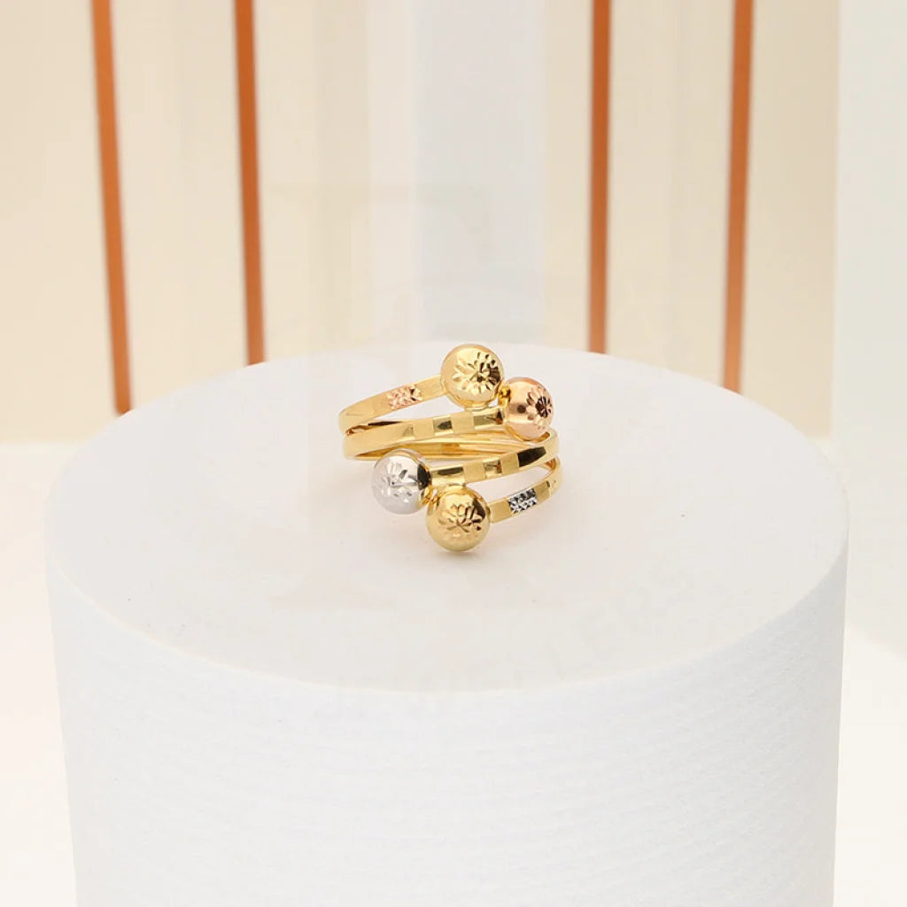 ladies-simple-gold-rings-Tri Tone Gold Ring 18KT - FKJRN18K5238