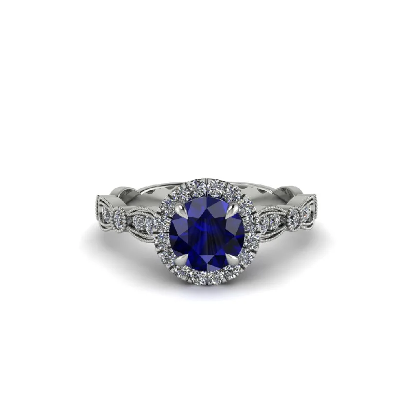 engagement-luxury-diamond-ring-Round Cut Sapphire Radiant Eternity Engagement Ring - Kamryn No. 15