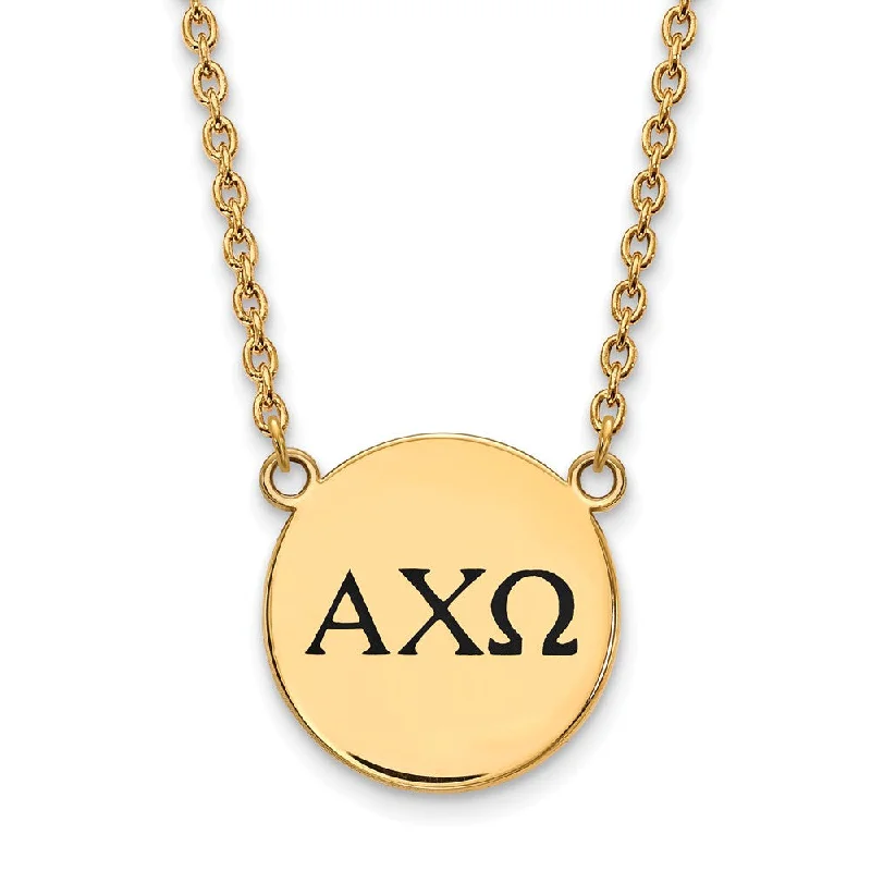 Ladies necklaces with arrow pendants -14K Plated Silver Alpha Chi Omega Large Enamel Greek Letters Necklace