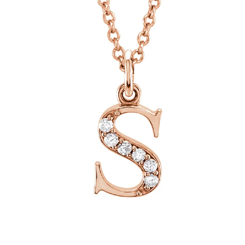 Ladies necklaces bold strands -The Abbey 14k Rose Gold Diamond Lower Case Initial 's' Necklace 16 In