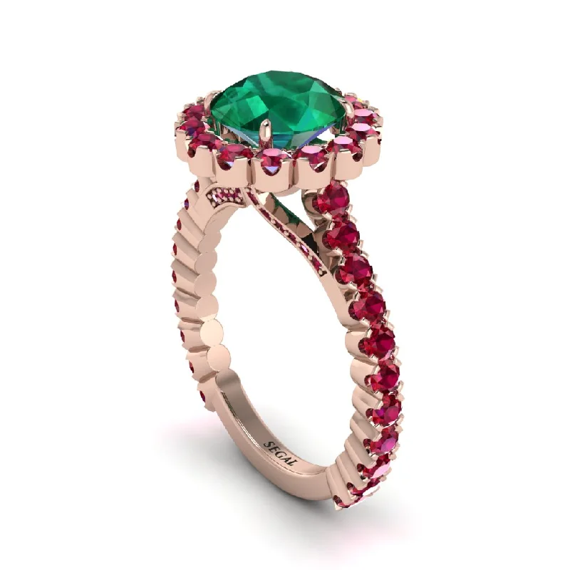 engagement-cushion-cut-gold-ring-Round Cut Emerald Timeless Splendor Engagement Ring - Jazlyn No. 50