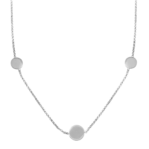 Ladies necklaces with dolphin pendants -Sterling Silver 925 Rhodium Plated Disc Chain Bead Necklace