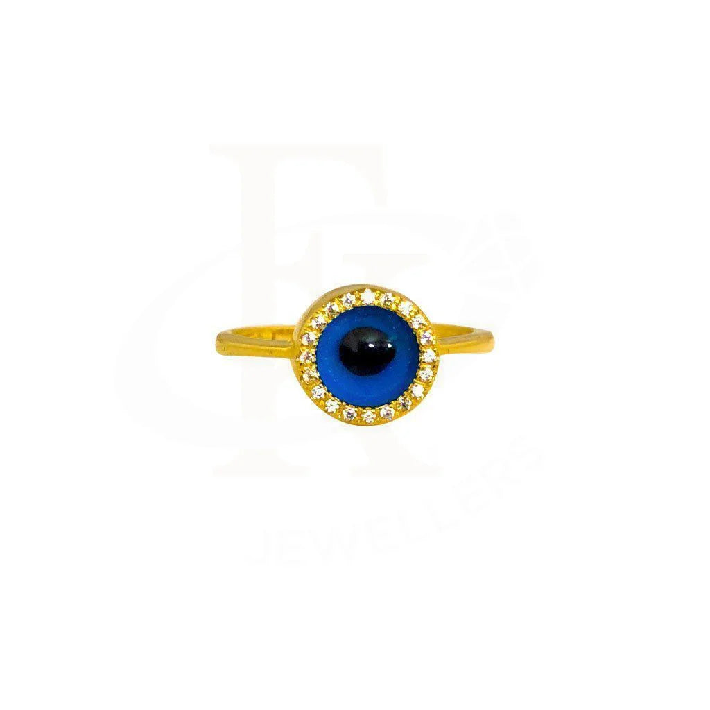 ladies-radiant-cut-emerald-rings-Gold Evil Eye Solitaire Ring 18KT - FKJRN2011