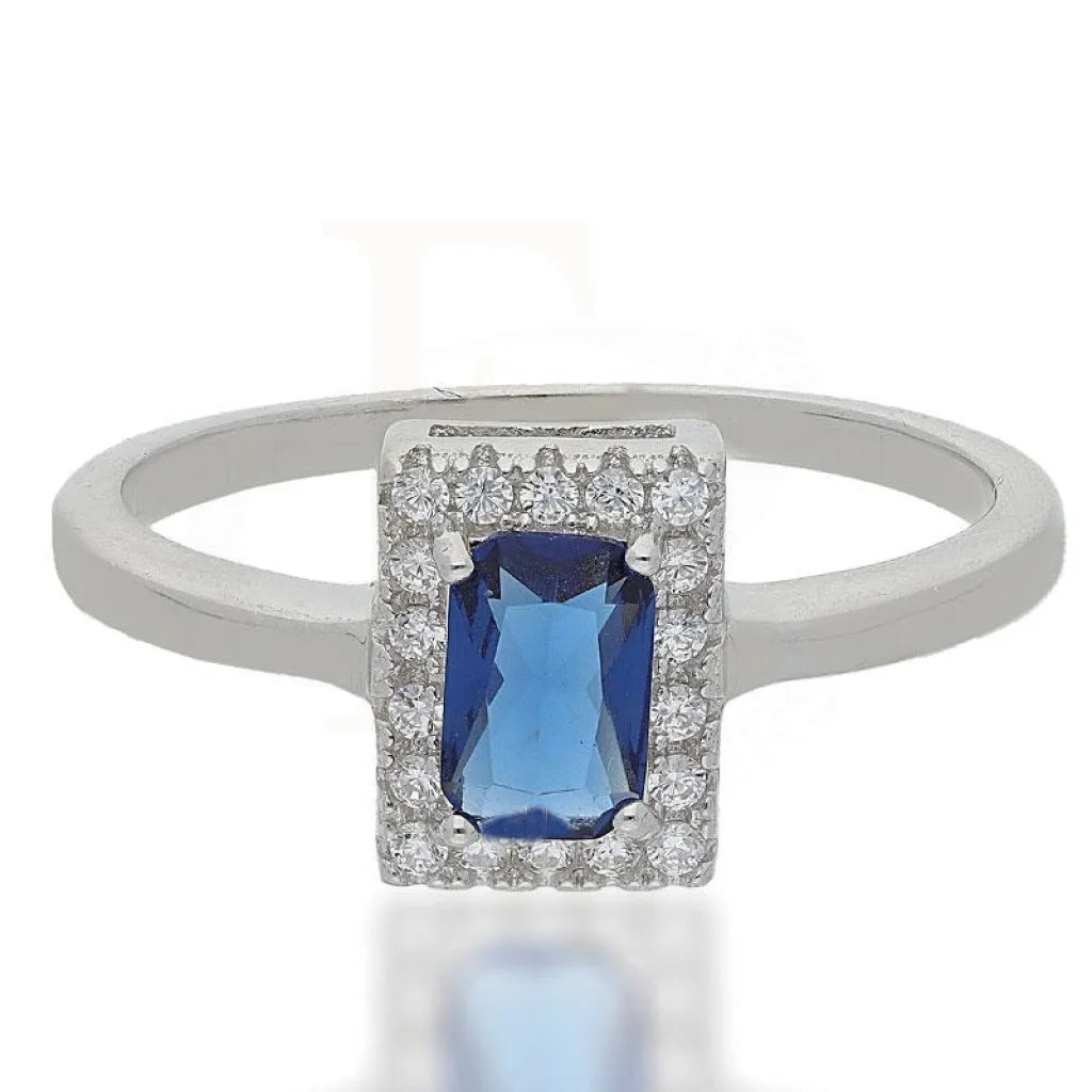 ladies-gold-bridal-rings-Sterling Silver 925 Blue Solitaire Ring - FKJRNSL2486