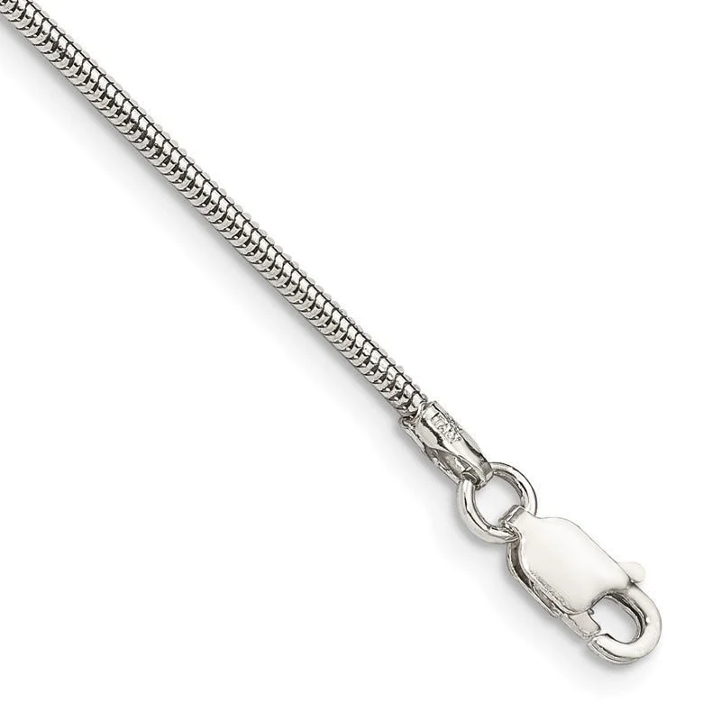 Ladies bracelets with sailboat charms -Sterling Silver 1.6mm Round Snake Chain Bracelet