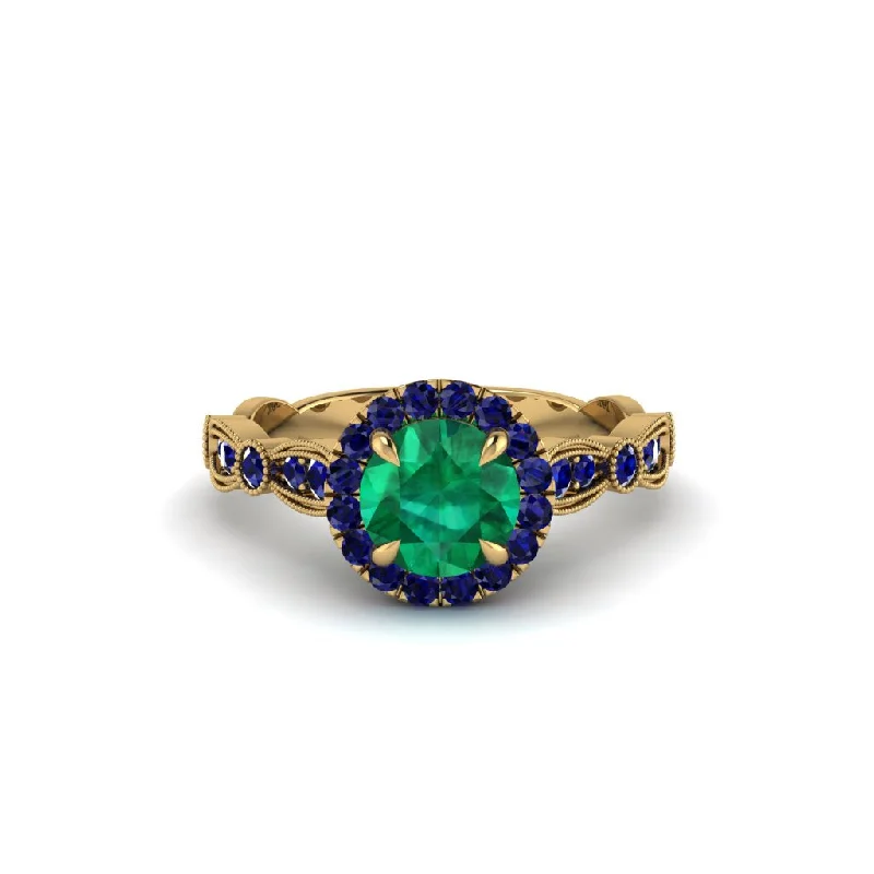 engagement-elegant-silver-ring-Round Cut Emerald Radiant Eternity Engagement Ring - Kamryn No. 64