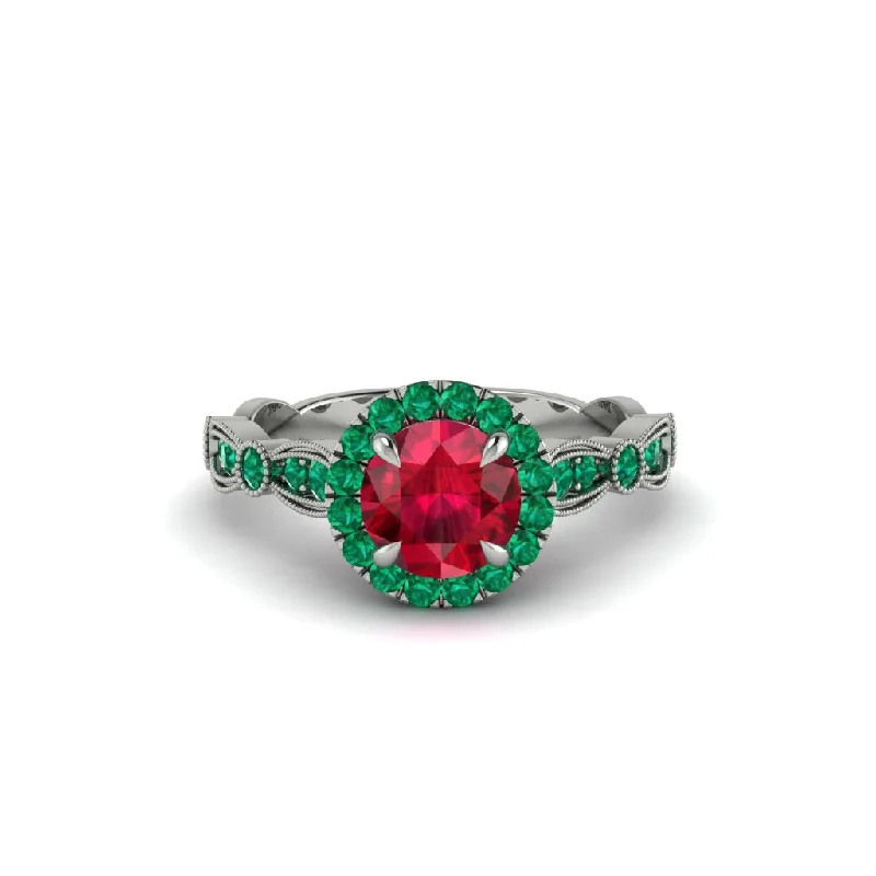 engagement-emerald-promise-ring-Round Cut Ruby Radiant Eternity Engagement Ring - Kamryn No. 27