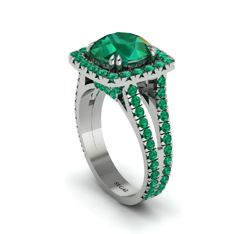 engagement-ruby-princess-cut-ring-Emerald Pave Split Shank Engagement Ring - Averie No. 21