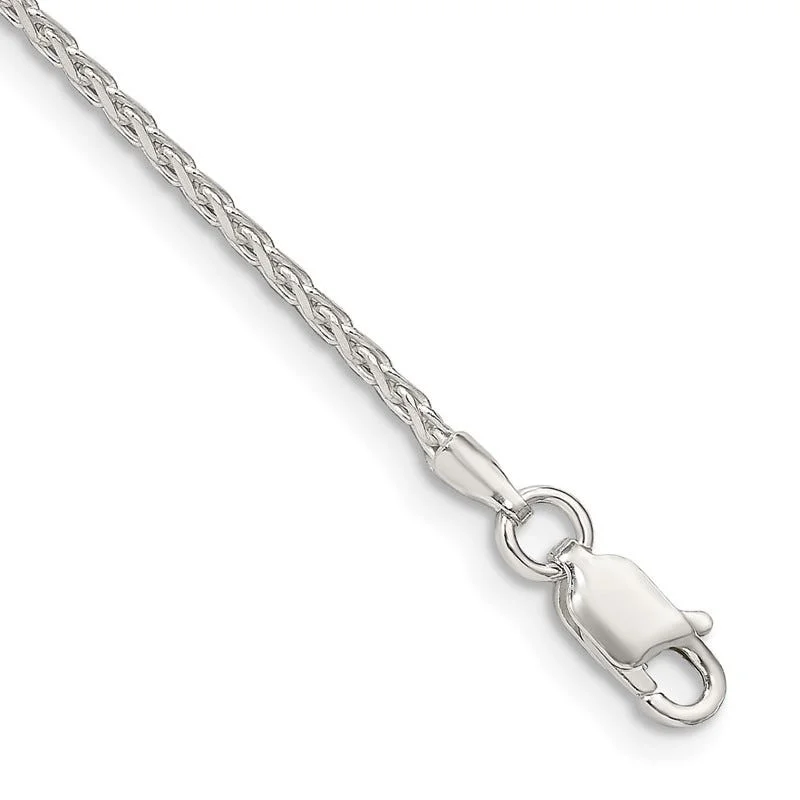 Ladies bracelets with tide charms -Sterling Silver 1.7mm Diamond-cut Round Spiga Chain Bracelet