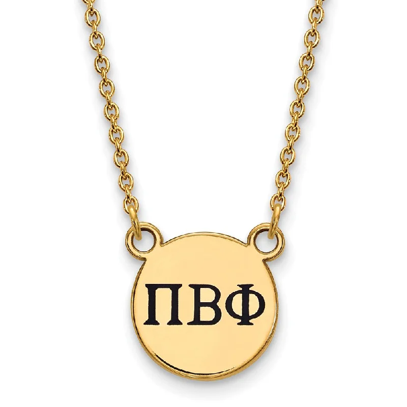 Ladies necklaces with quotes -14K Plated Silver Pi Beta Phi Small Enamel Greek Letters Necklace