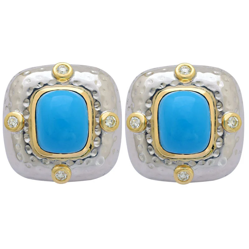 ladies-gemstone-gold-earrings-Earrings-Turquoise and Diamond