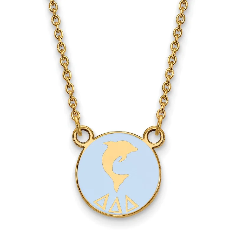 Ladies necklaces with shark pendants -14K Plated Silver Delta Delta Delta Small Enamel Mascot Necklace