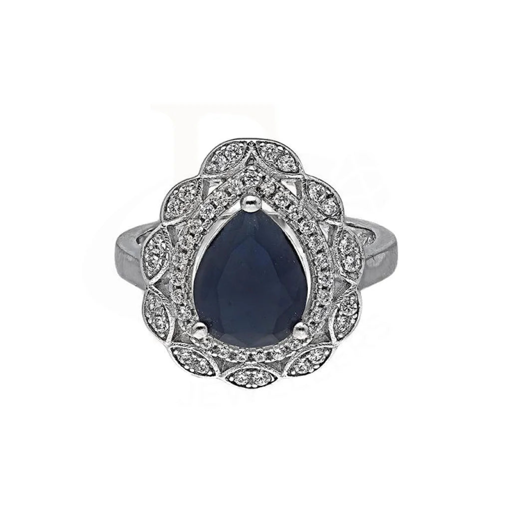 ladies-infinity-silver-rings-Sterling Silver 925 Blue Pear Shaped Solitaire Ring - FKJRNSL3514