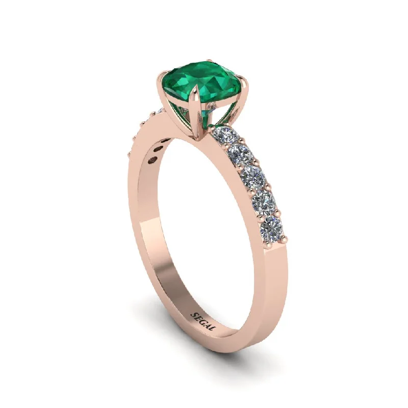 engagement-heart-platinum-ring-Cushion-Cut Emerald Classic Elegance Engagement Ring - Demi No. 5