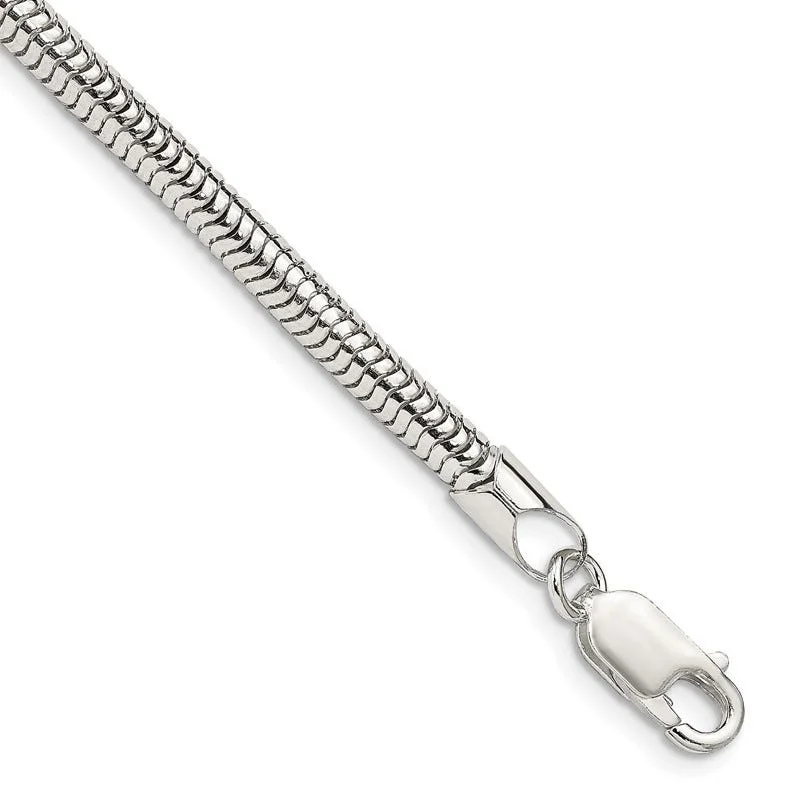 Ladies bracelets for trekkers -Sterling Silver 4mm Round Snake Chain Bracelet