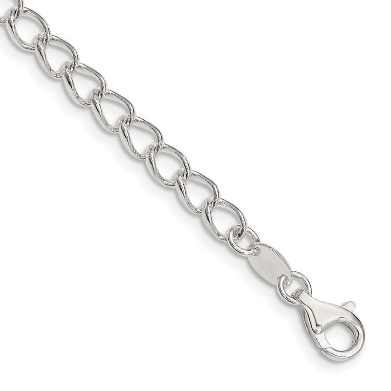 Ladies bracelets classic bands -Sterling Silver 4.5mm Half round Wire Open Curb Chain Bracelet