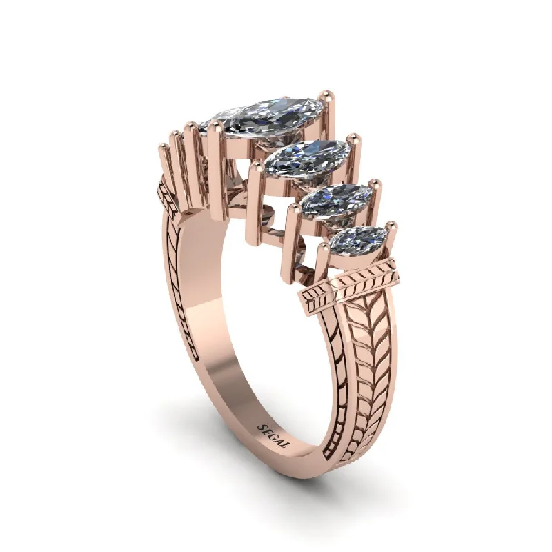 engagement-luxury-gold-ring-Marquise-Cut Diamond Cascade Engagement Ring - Regina No. 2