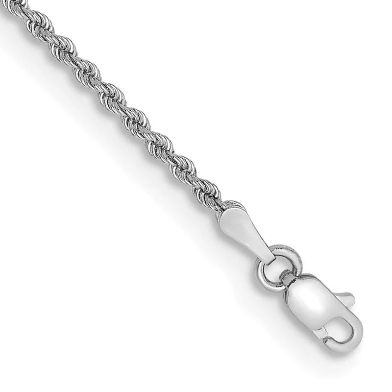 Ladies bracelets with cultured pearls -14K White Gold 8 inch 2mm Regular Rope with Lobster Clasp Chain Bracelet