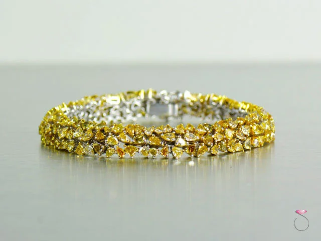 Ladies bracelets graceful bands -Gorgeous 14.25 ct. Fancy Yellow Diamond Tennis Bracelet in 18K