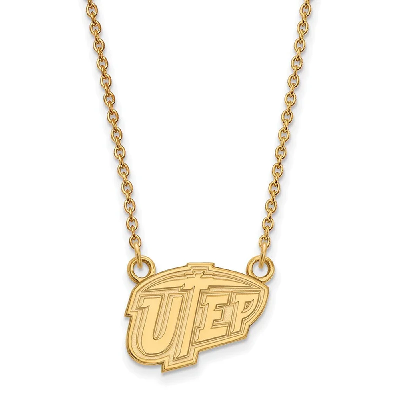 Ladies necklaces with howlite -14k Gold Plated Silver U of Texas at El Paso Sm Pendant Necklace