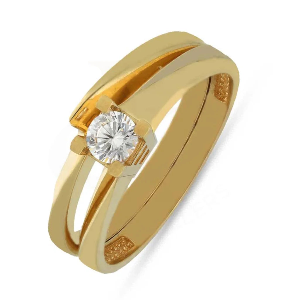 ladies-round-gold-rings-Gold Solitaire Twin Ring 18KT - FKJRN18K3854