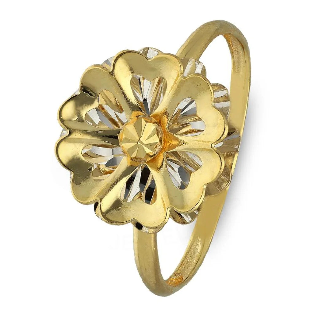 ladies-simple-pearl-rings-Gold Flower Shaped Ring 18KT - FKJRN18K3374