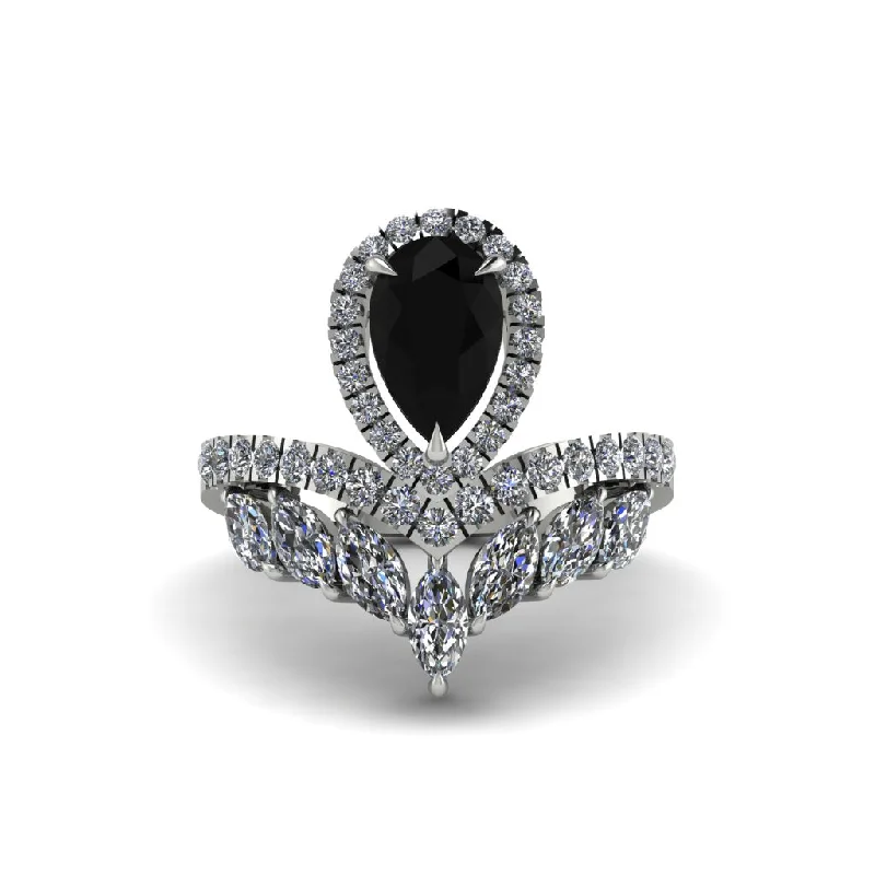 engagement-luxury-platinum-ring-Black Diamond Crown Radiance Engagement Ring - Aviana No. 9