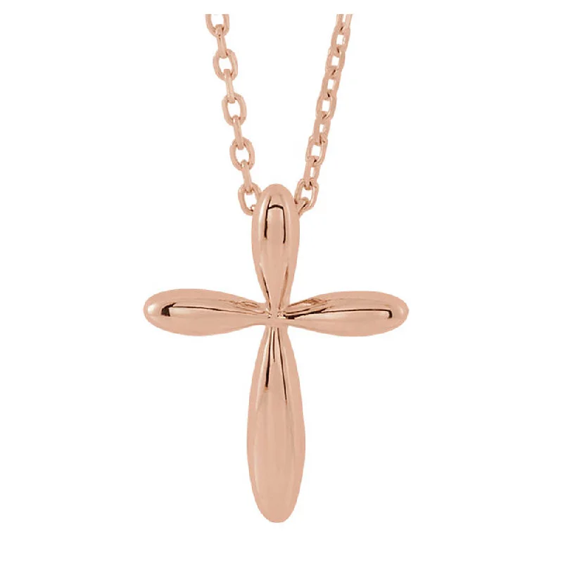 Ladies necklaces trendy strands -14k Yellow, White or Rose Gold Rounded Cross Necklace, 16-18 Inch