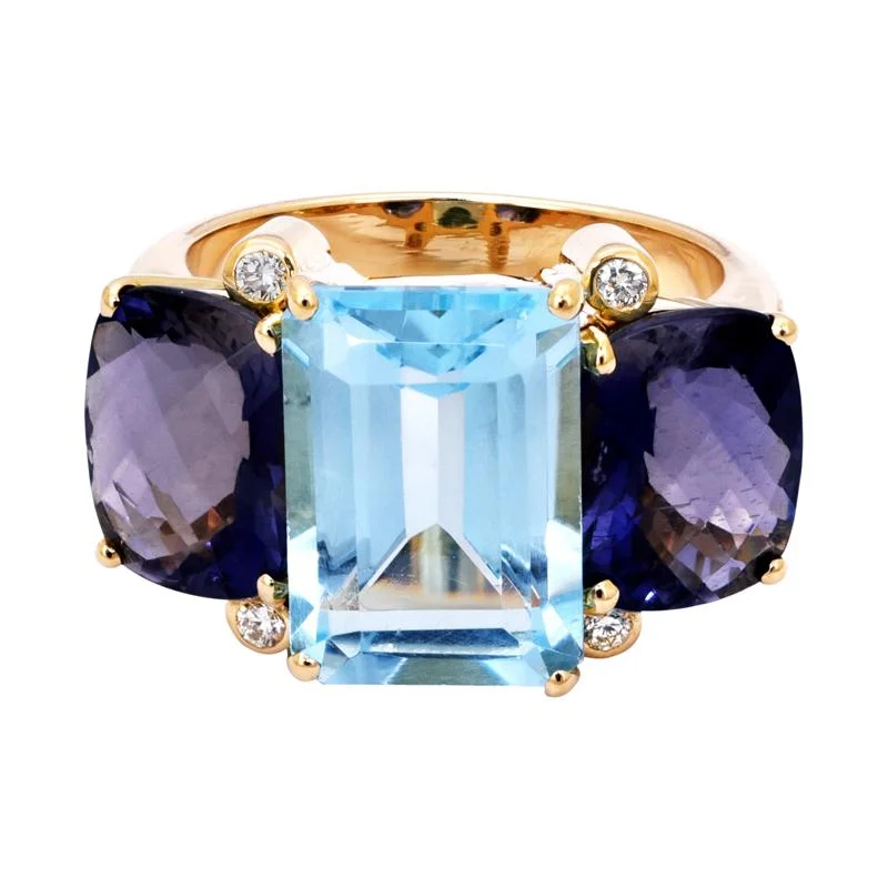 ladies-round-emerald-rings-Ring- Blue Topaz, Iolite and Diamond  (2199O)