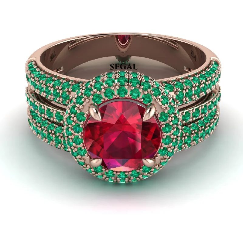 engagement-radiant-cut-rose-gold-ring-Ruby Halo Luxury Pave Engagement Ring - Sierra No. 26