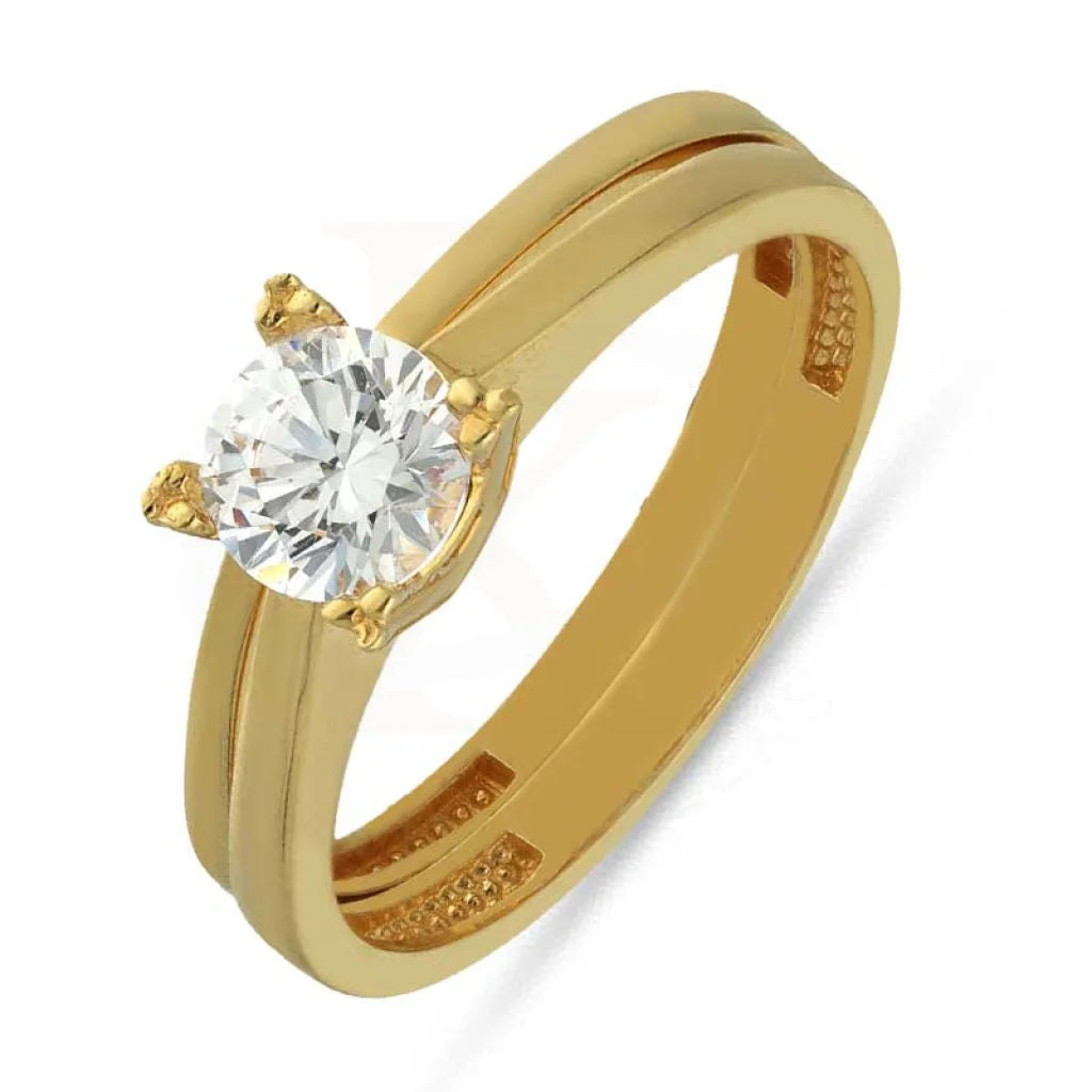 ladies-initial-diamond-rings-Gold Solitaire Twin Ring 18KT - FKJRN18K3856