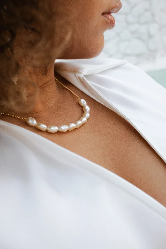 Ladies necklaces organic shapes -Velani Jewelry Baroque Pearl Necklace