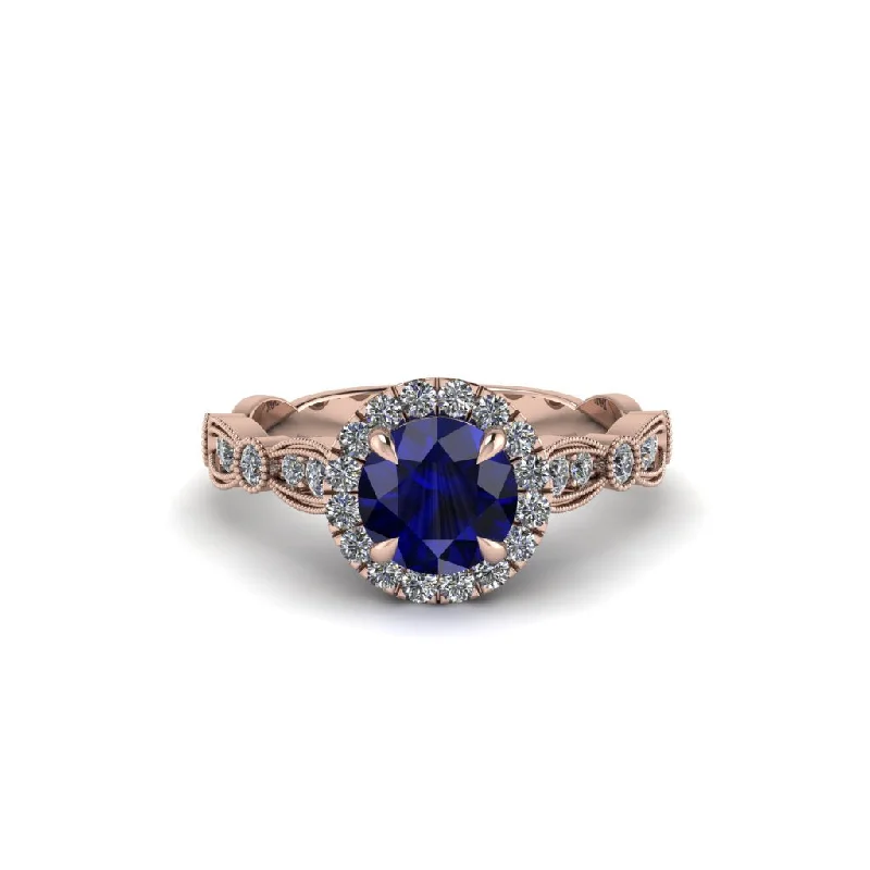 engagement-custom-gold-ring-Round Cut Sapphire Radiant Eternity Engagement Ring - Kamryn No. 14