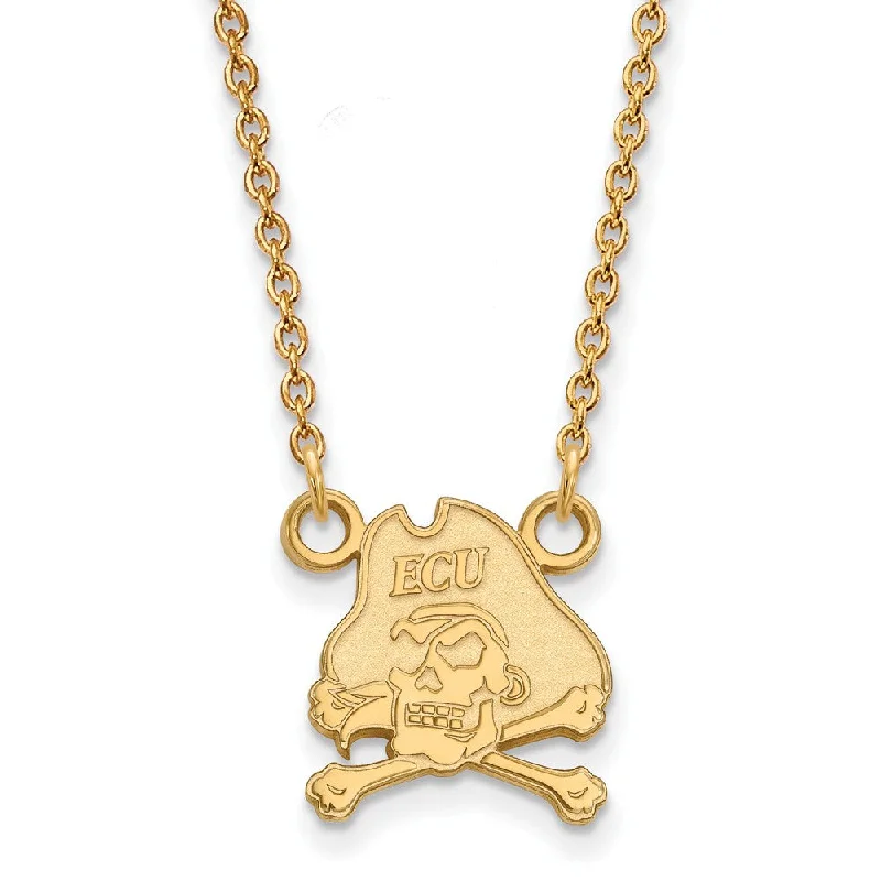 Ladies necklaces unique strands -14k Gold Plated Silver East Carolina U Sm Pirate Pendant Necklace