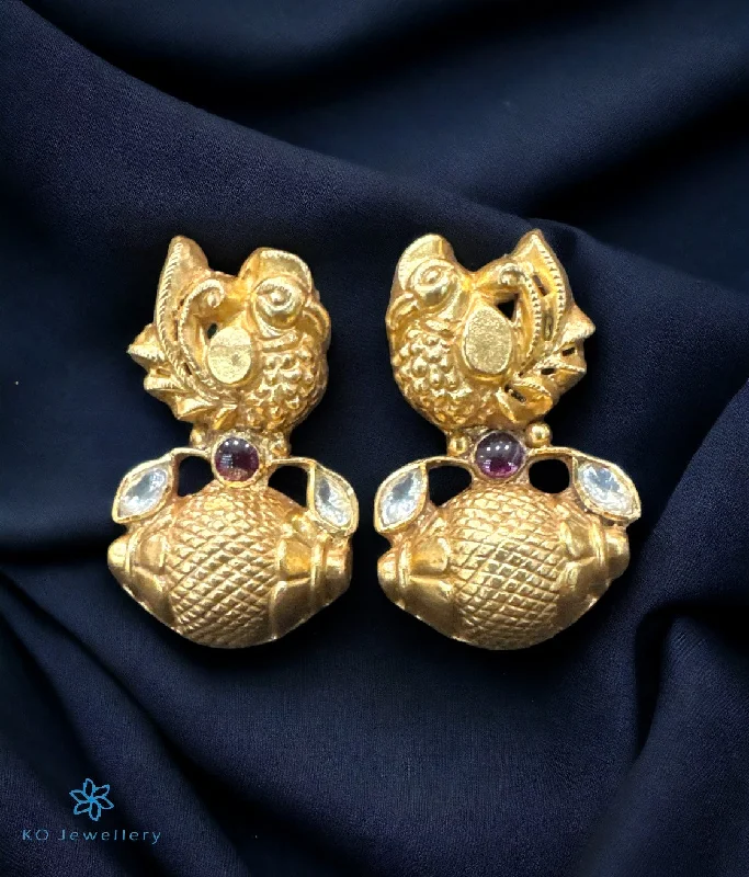 ladies-pendant-pearl-earrings-The Silver Peacock Kundan Earrings