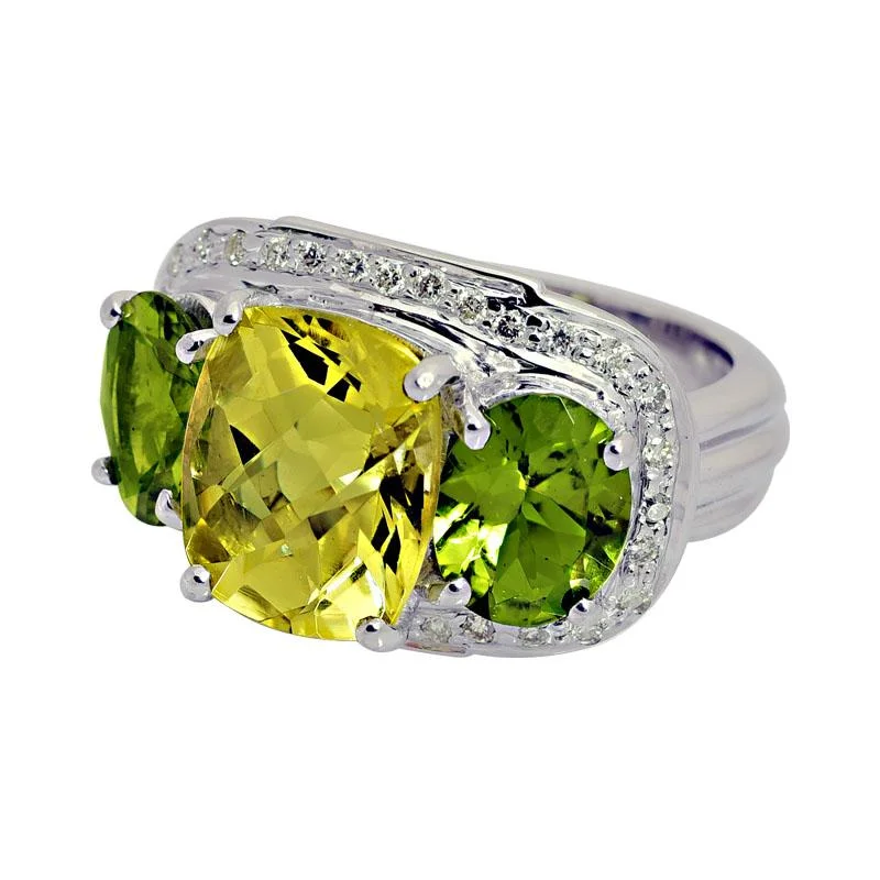 ladies-ruby-classic-rings-Ring-Lemon Quartz, Peridot and Diamond  (206GS)