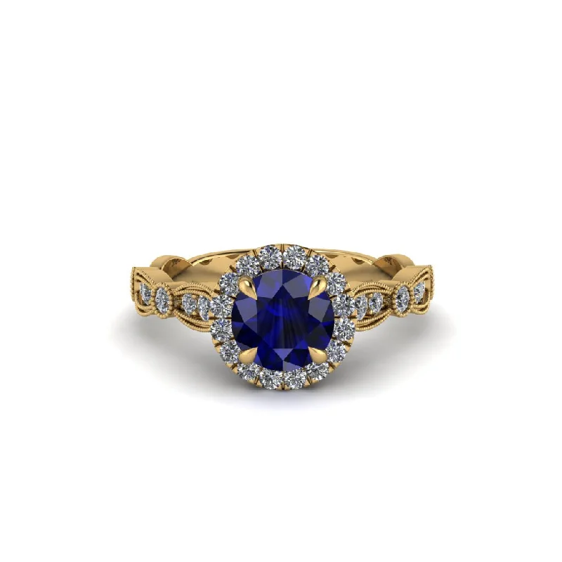 engagement-unique-platinum-ring-Round Cut Sapphire Radiant Eternity Engagement Ring - Kamryn No. 13