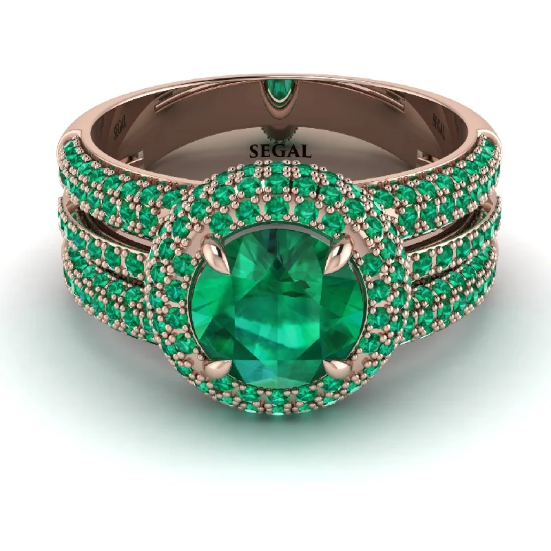 engagement-classic-rose-gold-ring-Emerald Halo Luxury Pave Engagement Ring - Sierra No. 20