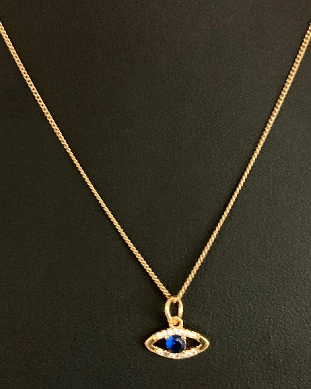 Ladies necklaces celestial designs -Gold Women’s pendant necklace with Gold Evil Eye